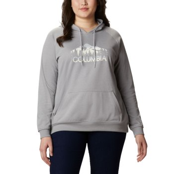 Columbia Ženske Majice S Kapuljačom - Logo French Terry Plus Size Sive | PRXT-75409